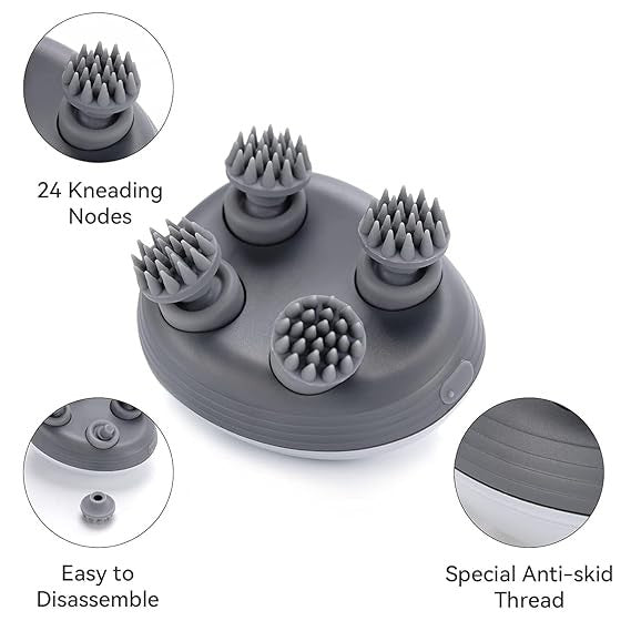 Electric Scalp Massager – Cordless Deep Kneading Head Massager with 3 Intensity Levels & USB Rechargeable Zenifie