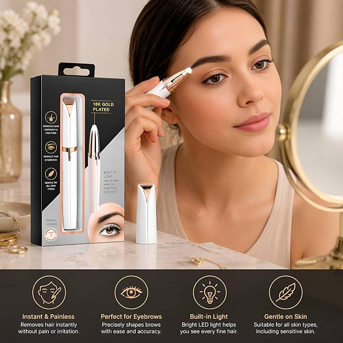 Eyebrow Trimmer & Facial Hair Remover for Women with LED Light