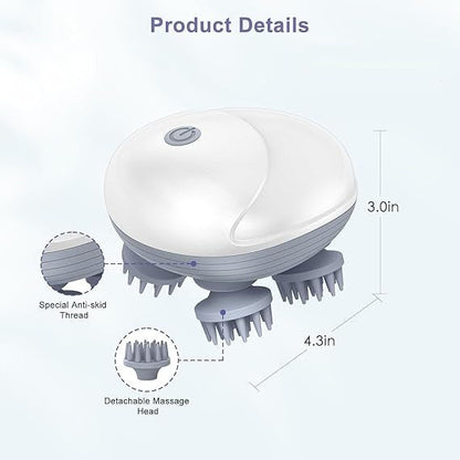 Electric Scalp Massager – Cordless Deep Kneading Head Massager with 3 Intensity Levels & USB Rechargeable Zenifie