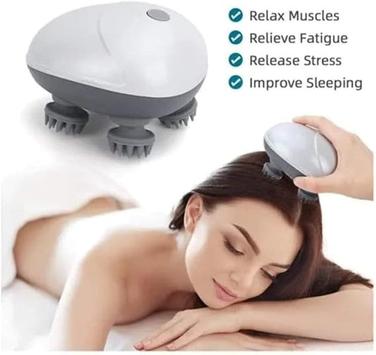 Electric Scalp Massager – Cordless Deep Kneading Head Massager with 3 Intensity Levels & USB Rechargeable