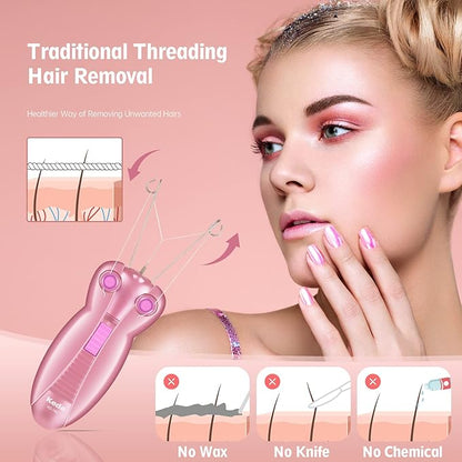 Electric Facial Threading Hair Remover – Automatic Thread Epilator for Face, Upper Lip, Chin & Body