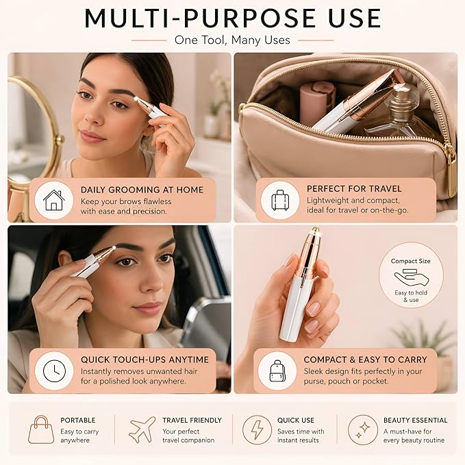 Eyebrow Trimmer & Facial Hair Remover for Women with LED Light