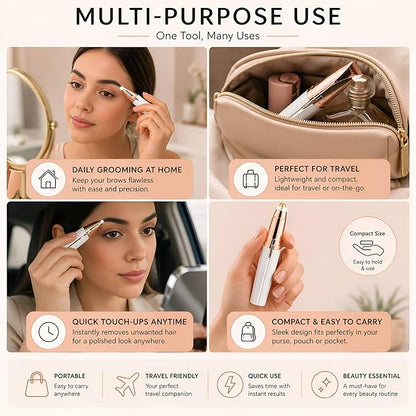 Eyebrow Trimmer & Facial Hair Remover for Women with LED Light
