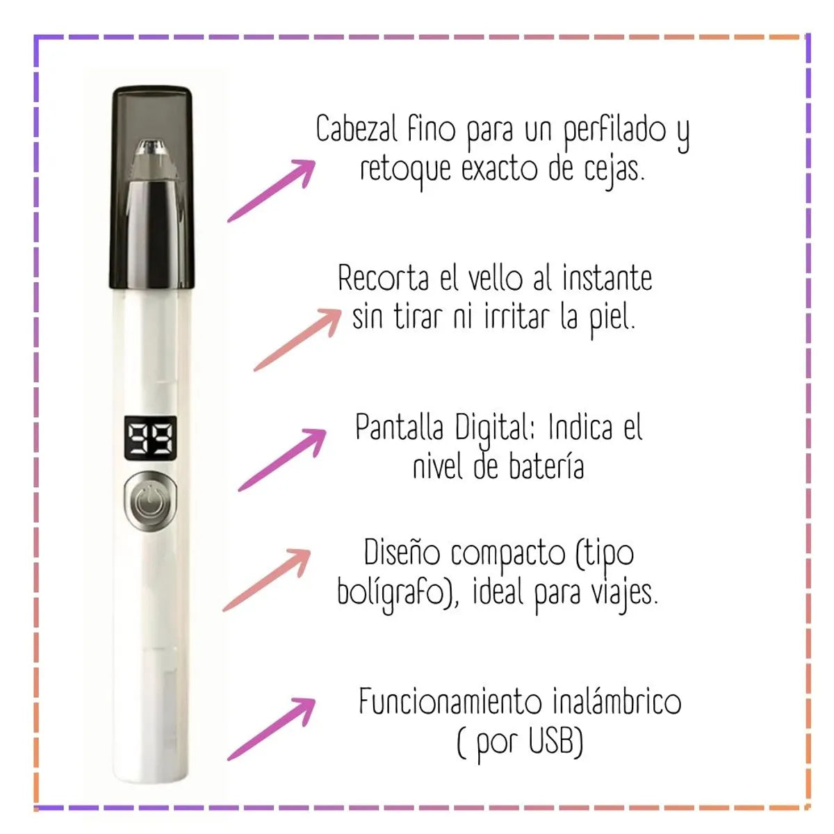 Rechargeable Eyebrow Hair Remover with LED Light &amp; Digital Display Zenifie