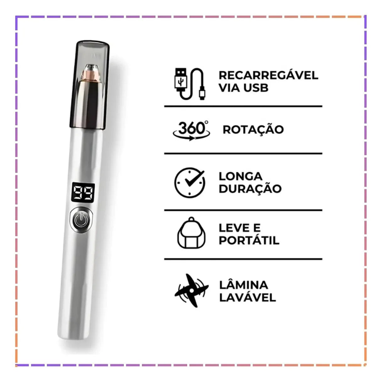Rechargeable Eyebrow Hair Remover with LED Light &amp; Digital Display Zenifie